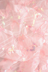 1 Yard Pink Mesh Sequins Embroidery Fabric, 58/60? Wide Polyester Spandex Blend