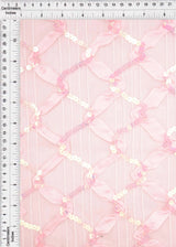 1 Yard Pink Mesh Sequins Embroidery Fabric, 58/60'' Wide Polyester Spandex Blend