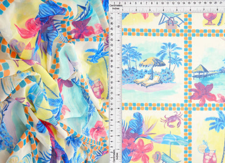 1 Yard Digital Scenery Mesh Knit Fabric, 56/58'' Wide Polyester Spandex Blend