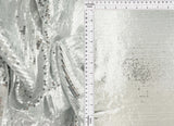 1 Yard Silver Mesh Sequins Embroidery Fabric, Polyester Spandex Blend