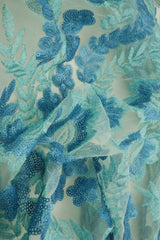 1 Yard Mesh Sequins Embroidery Fabric, Polyester Spandex Blend