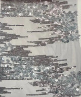 1 Yard Mesh Sequins Embroidery Fabric, Polyester Spandex Blend