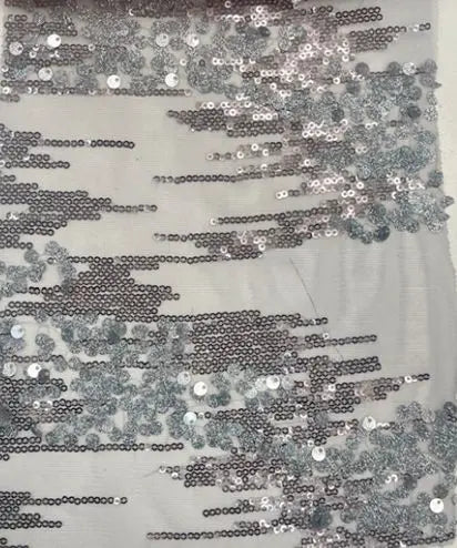 1 Yard Mesh Sequins Embroidery Fabric, Polyester Spandex Blend