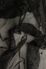 1 Yard Black Mesh Sequins Embroidery Fabric, Polyester Spandex Blend