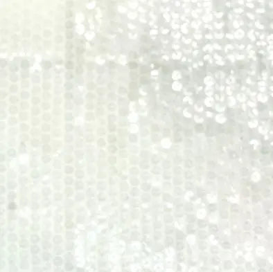 1 Yard White Mesh Sequins Embroidery Fabric, Polyester Spandex Blend
