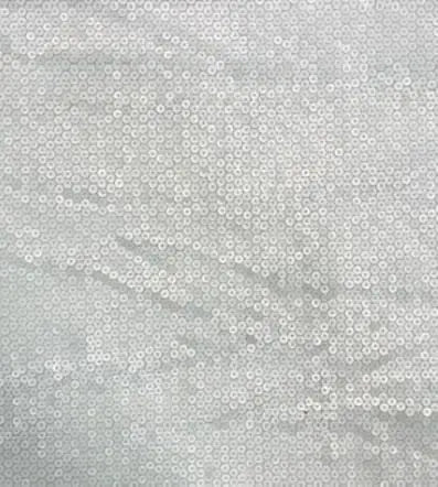 1 Yard White Mesh Sequins Embroidery Fabric, Polyester Spandex Blend