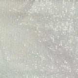 1 Yard Ivory Mesh Sequins Embroidery Fabric, Polyester Spandex Blend
