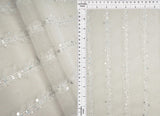 1 Yard Silver Mesh Sequins Embroidery Fabric, Polyester Spandex Blend