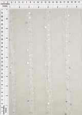 1 Yard Silver Mesh Sequins Embroidery Fabric, Polyester Spandex Blend