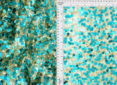 1 Yard Assorted Mesh Sequins Fabric, 58/60'' Wide Nylon Spandex Blend