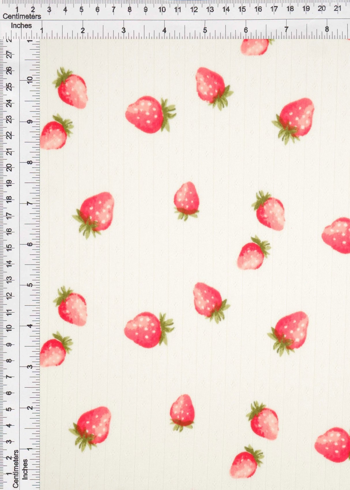 1 Yard Cotton Style Pointelle Strawberry Print Fabric 220 GSM Poly Spandex Knit 58/60" Width