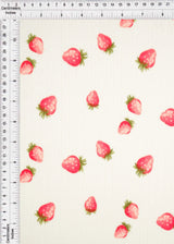 1 Yard 93% Polyester 7% Spandex Cotton-Style Pointelle Strawberry Print Fabric 58/60" Width