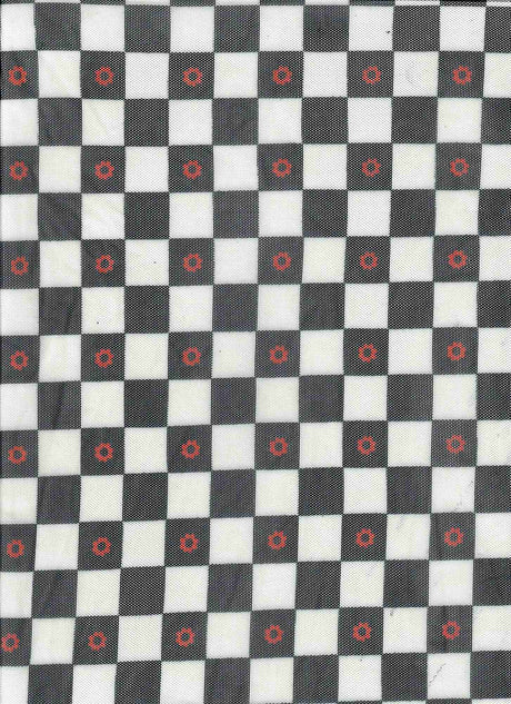 1 Yard Polyester Spandex 80 GSM Mesh Fabric Flower Checker Print Lightweight Soft Stretch 54" Width