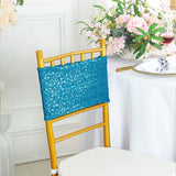 10 Pieces Shimmering Turquoise Sequin Spandex Chair Bands 7 x 13 Inches
