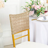 1 Piece Champagne Gold Sequin Spandex Chair Cap 13.5 inch by 10 inch Wedding Cover