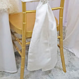 10 Pieces White Sequin Poly Flax Burlap Chair Sashes, Rustic Glam 8"x108" Decor