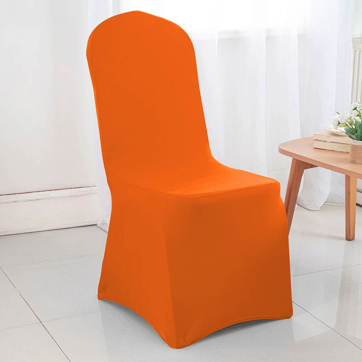 Orange Spandex Banquet Chair Cover with Stretch Fit for Vibrant Event Seating