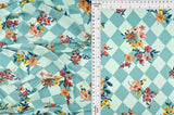 DTY Argyle Floral Knit Fabric, Sage Light Stretch Flower Print 58/60" Wide