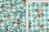 1 Yard Sage Light Argyle Floral DTY Knit Fabric Soft Stretch 58/60 Inches Wide