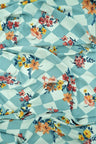 DTY Argyle Floral Knit Fabric, Sage Light Stretch Flower Print 58/60" Wide