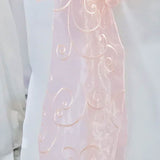10 Pieces Blush Pink Rose Gold Embroidered Organza Chair Sashes Sheer Elegant Wedding Chair Wraps 8"x108"