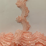 1 Yard Beaded Lace Trimming on Organza | 2.5" Wide | Elegant Embroidered Trim for Bridal, Evening & Dancewear