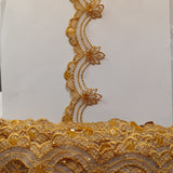 1 Yard Beaded Lace Trimming on Organza | 2.5" Wide | Elegant Embroidered Trim for Bridal, Evening & Dancewear