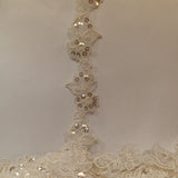 1 Yard Luxury Beaded and Corded Lace Trimming Embroidered on Fine Polyester Organza for Dresses 2 Inch Width