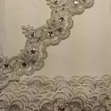 1 Yard Luxurious Beaded & Corded Lace Trimming Embroidered on 100% Polyester Net Mesh for Special Occasion Dresses 3 Inch Width