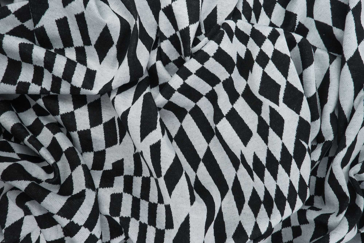 Double Knit Jacquard Checker Fabric Stretch Checkered Knit, 58/60" Wide