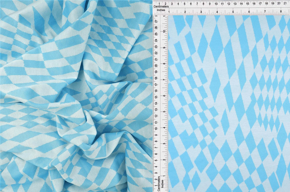 Double Knit Jacquard Checker Fabric Stretch Checkered Knit, 58/60" Wide