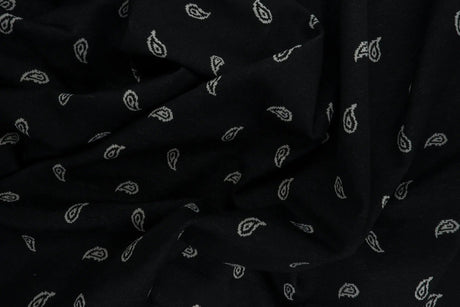 58/60" Double Knit Jacquard Paisley Leaf Fabric 96% Polyester 4% Spandex 240 GSM Yard