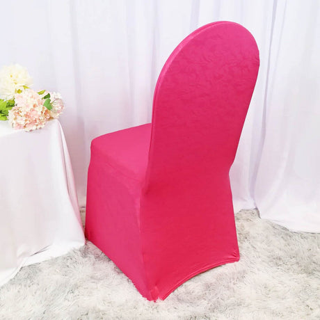 1 Piece Ivory Embossed Vintage Spandex Banquet Chair Cover Elegant Event Decor