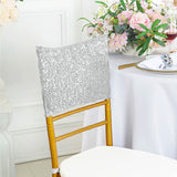 1 Piece Platinum Or Light Silver Sequin Spandex Chair Cap 13.5 inch by 10 inch Decor