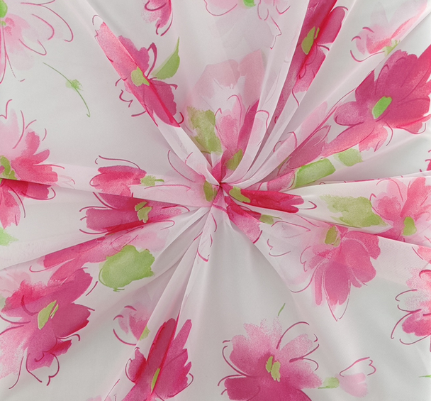 1 Yard White or Fuchsia or Green Hi Multi Chiffon Sheer Lightweight Polyester Fabric, 58/60" Wide