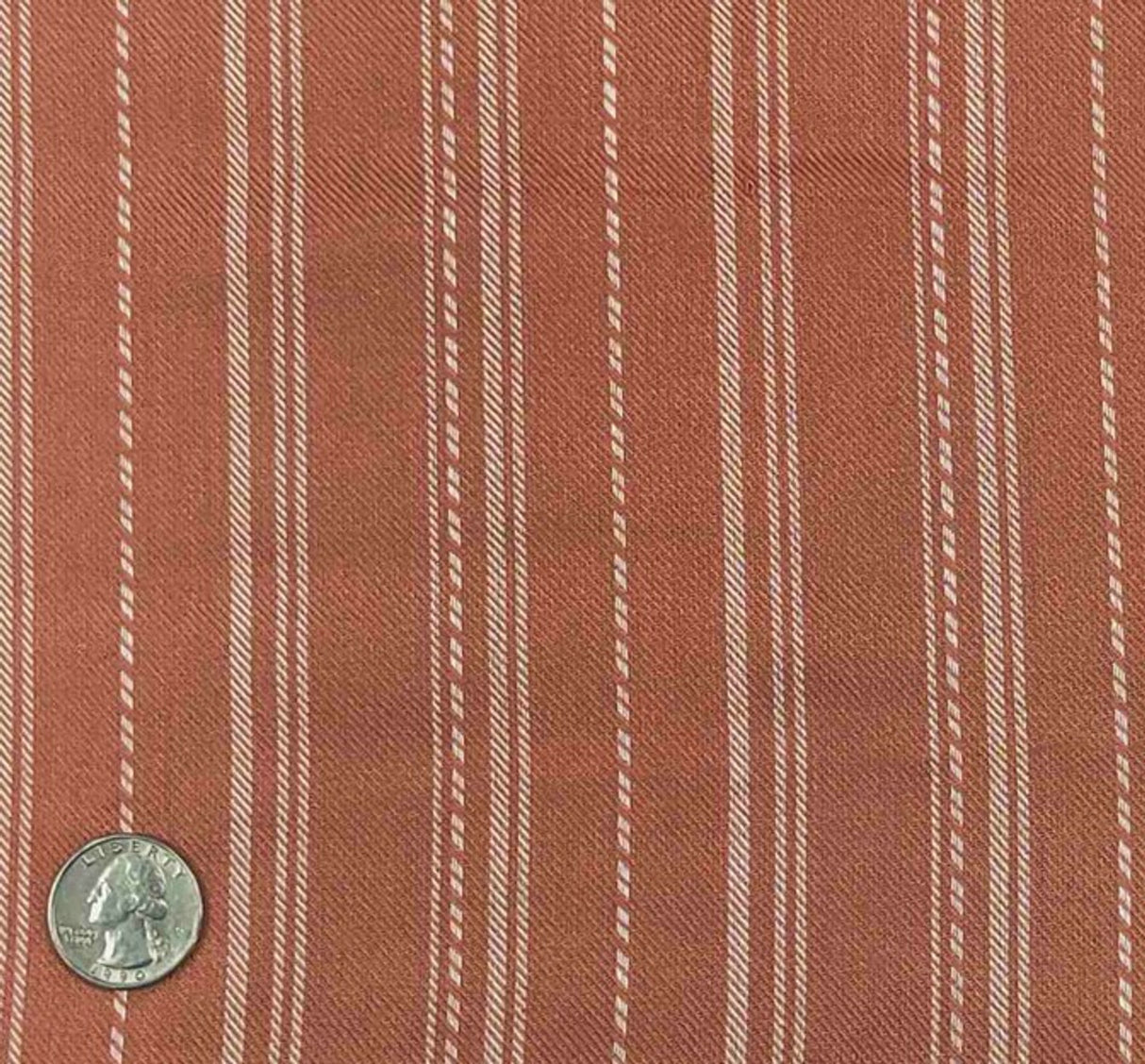 1 Yard 100% Rayon Twill Yarn Dyed Stripe Rust Woven Fabric, 54/55" Wide