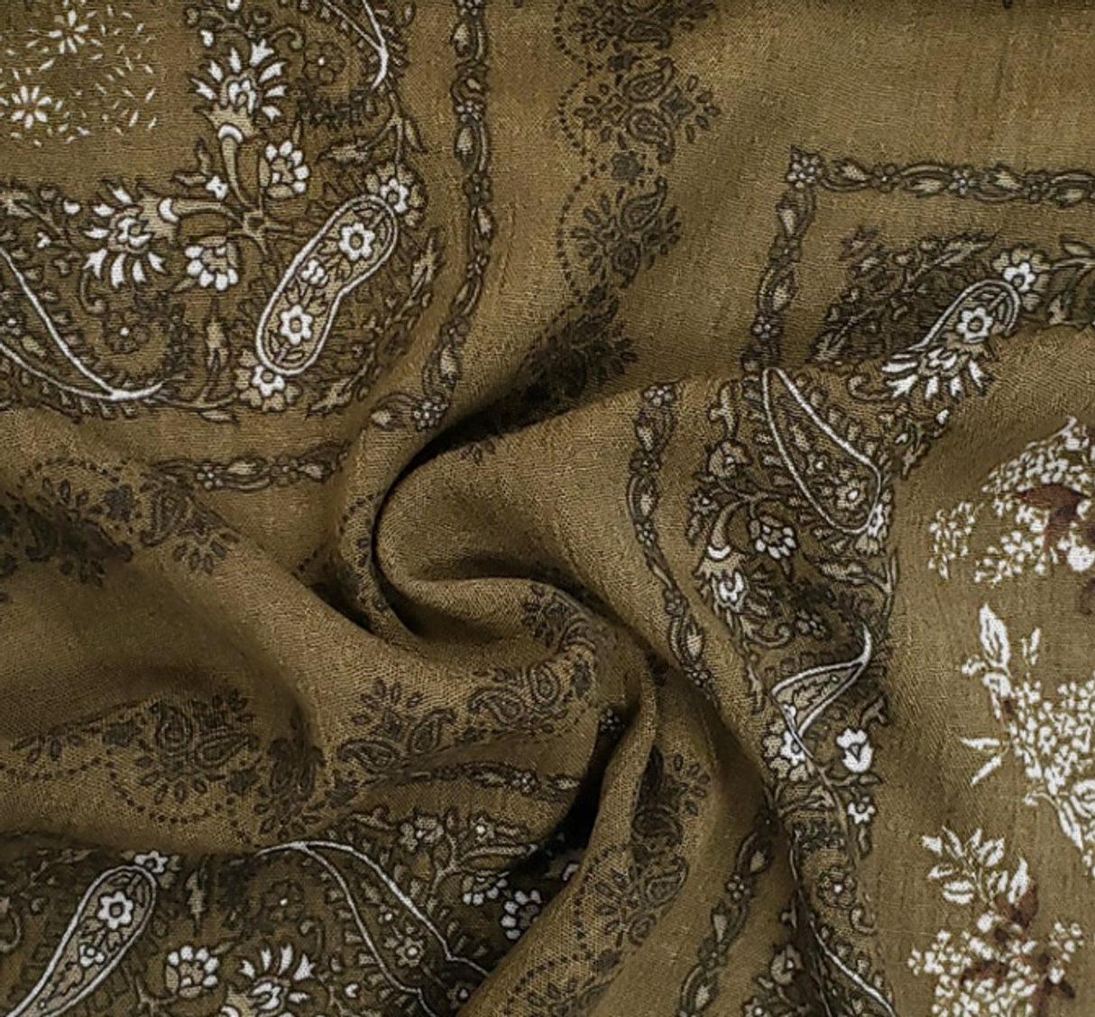 1 Yard Military Olive Rayon Crinkle Lightweight 50/52" Wide Textured Apparel Fabric