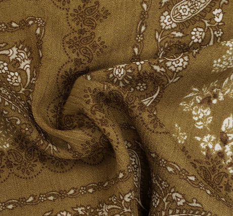 1 Yard Mustard Gold Rayon Crinkle Fabric Soft 50/52" Wide Woven Crepon