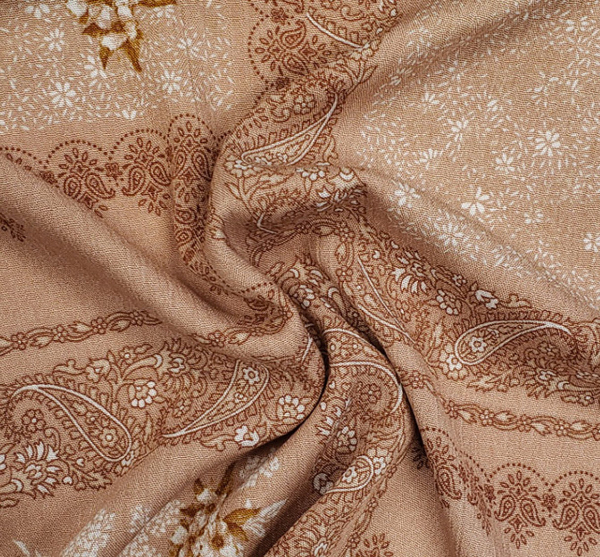 1 Yard Sandstone Rayon Crinkle Fabric 50/52" Wide Lightweight Woven Crepon