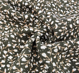 1 Yard Olive Ivory Rayon Crepon Fabric Lightweight Woven Textured Pleated Apparel Width 50/52"