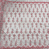 Corded Bridal Lace Fabric Embroidered Polyester Net Mesh 54 Inch