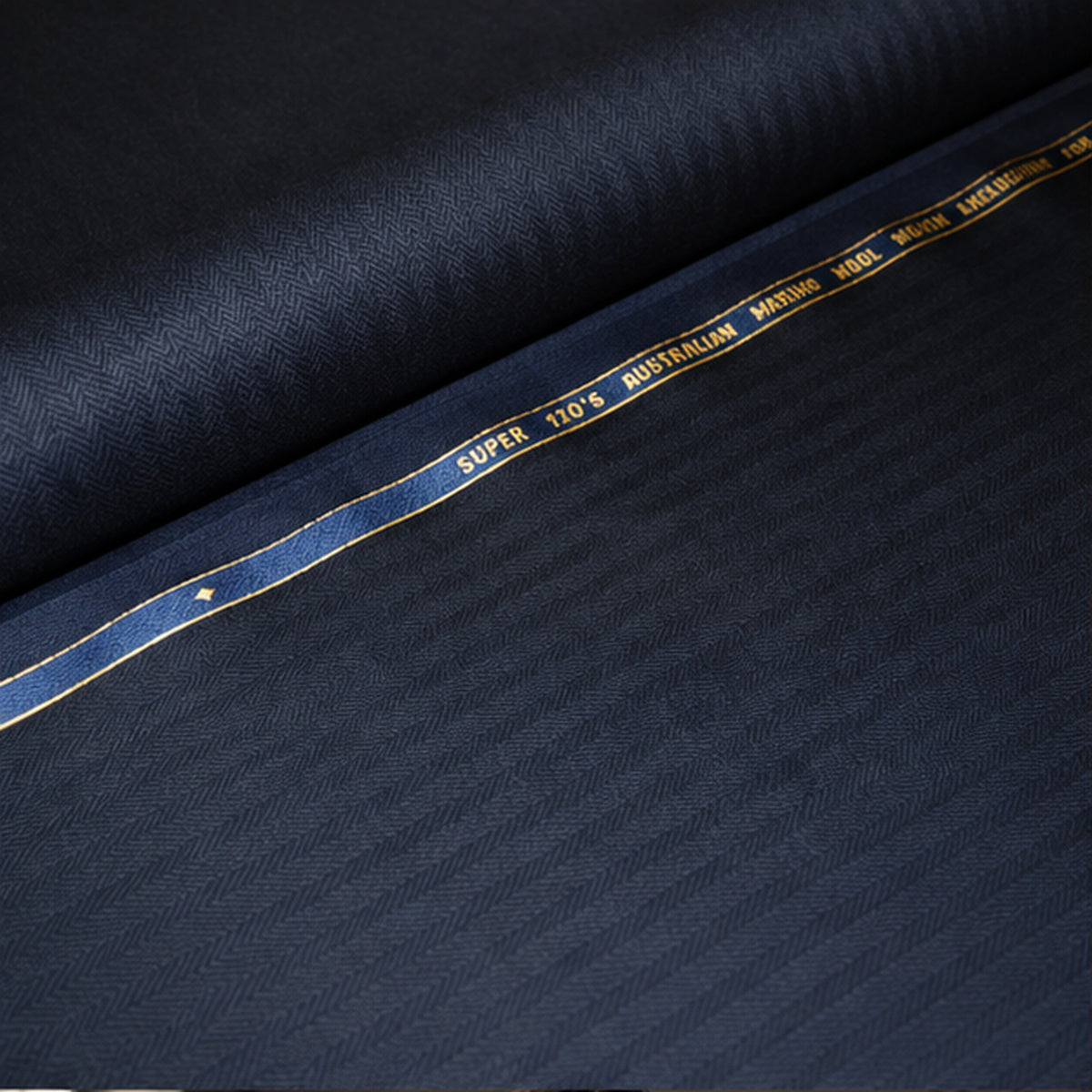 Navy Herringbone Merino Wool Fabric 58/60in Width by the Yard