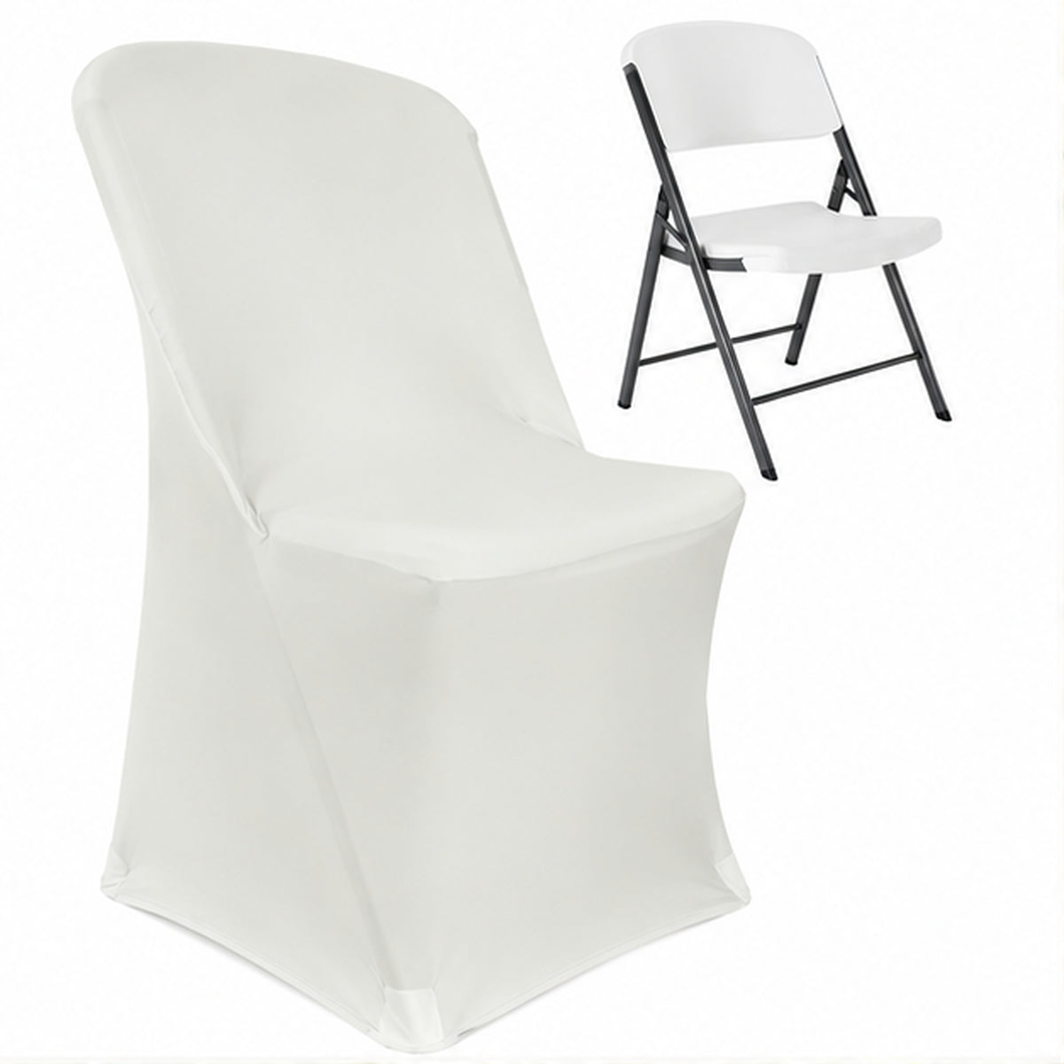 Ivory Premium Spandex Lifetime Folding Chair Cover 220 GSM 1pc
