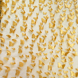 3D Butterflies Gold Lace Fabric Embroidered Applique by the Yard