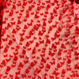 3D Butterflies Red Lace Fabric Embroidered Applique by the Yard