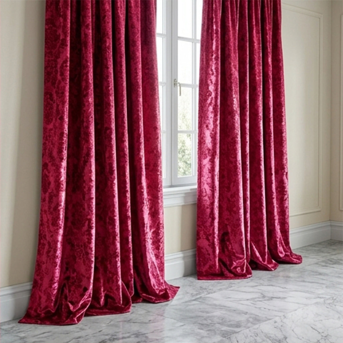 Damask Flocked Taffeta Fabric - Velvet Pattern for Events Decor
