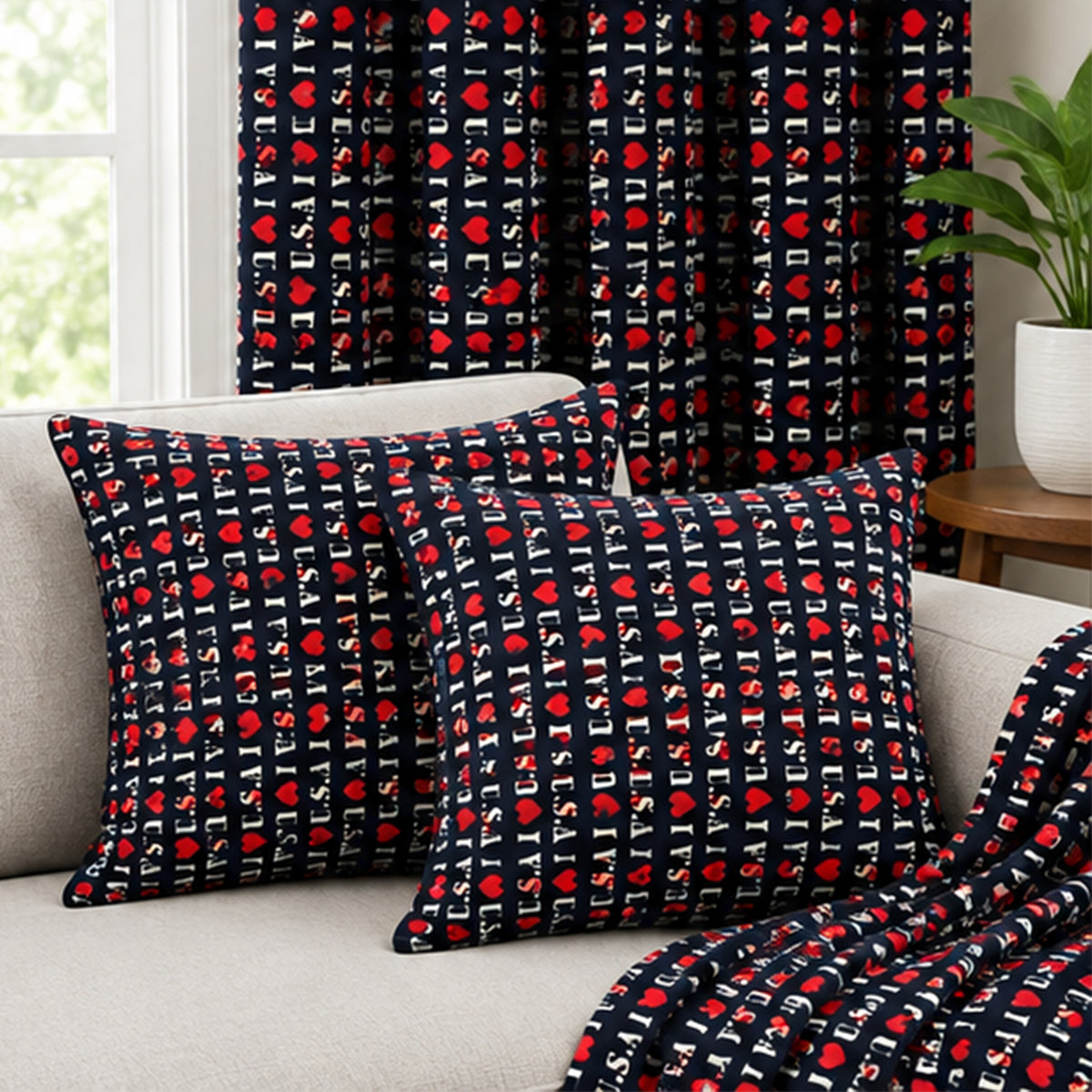 Fabric I Love USA 100% Cotton Print Patriotic Quilting Material