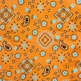 Paisley Bandanna Fabric Tangerine Poly Cotton Print by the Yard