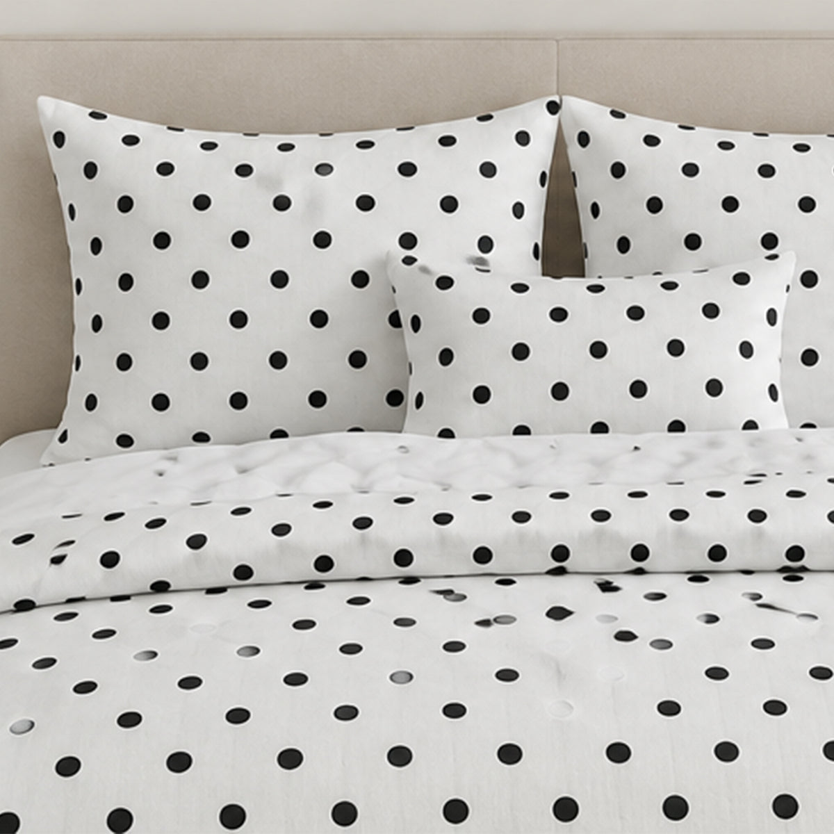White Black Polka Dot One Inch Print Poly Cotton Fabric Yard