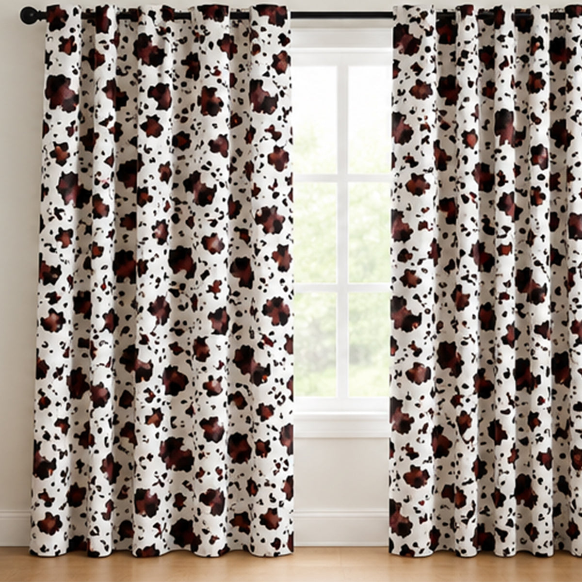 Black Cow Print Poly Cotton Fabric 58 Inch Wide Durable Yard